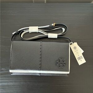 Tory Burch McGraw Black Leather wallet crossbody